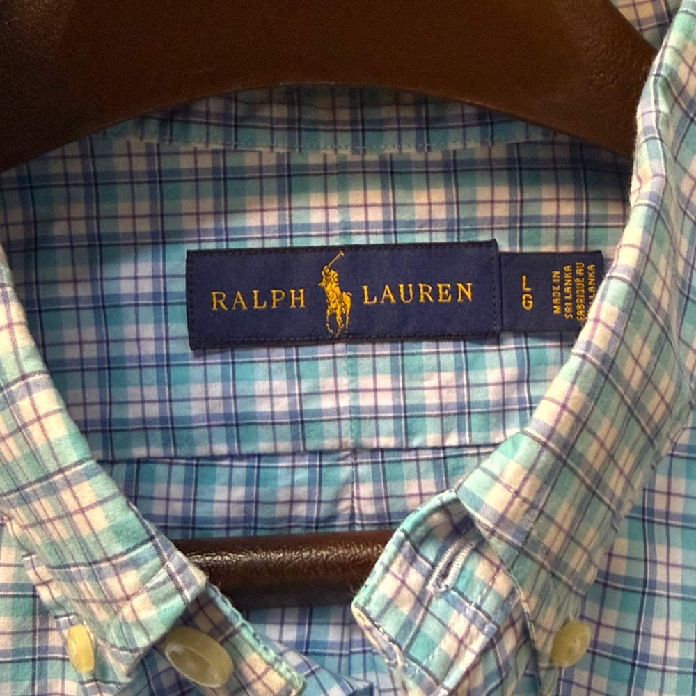 Ralph Lauren Light Blue Plaid Button Down Shirt -L - Picture 3 of 3